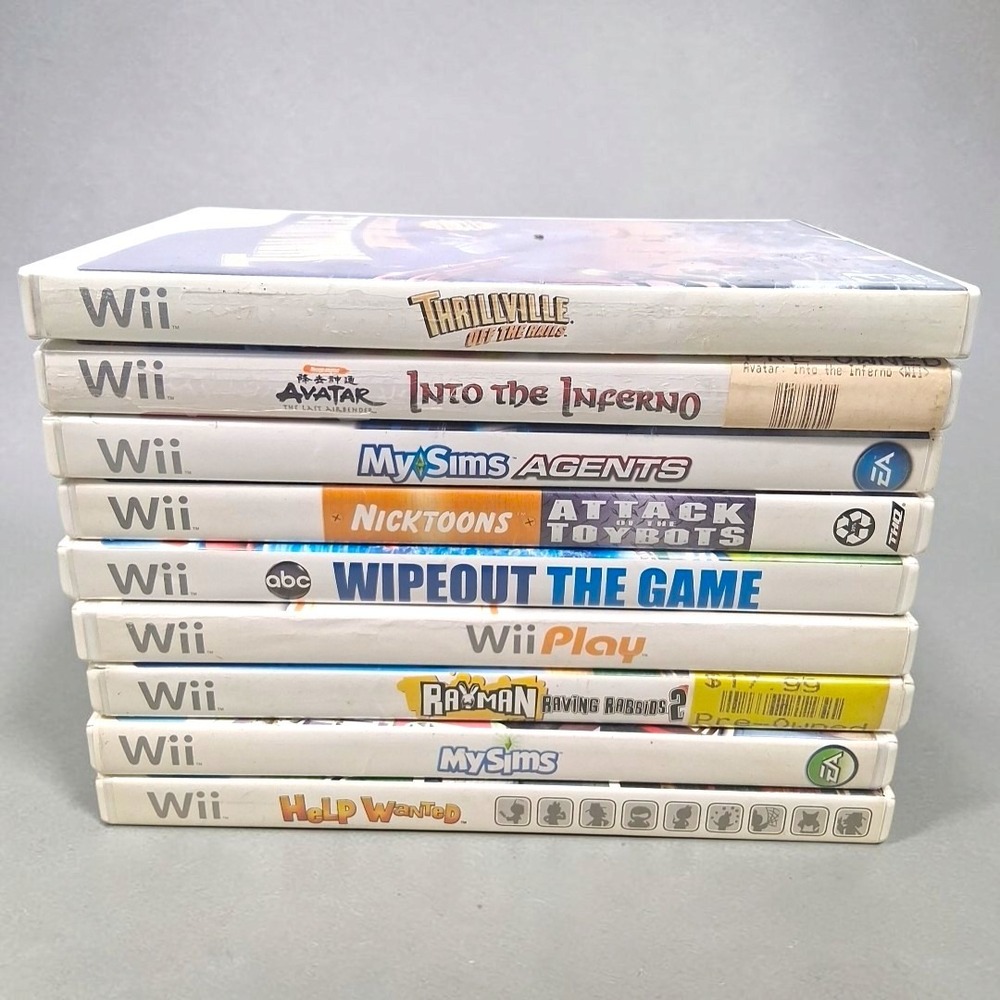 Nintendo Wii Game Lot 9 Games Thrillville Avatar MySims Wipeout Wii Play Rayman